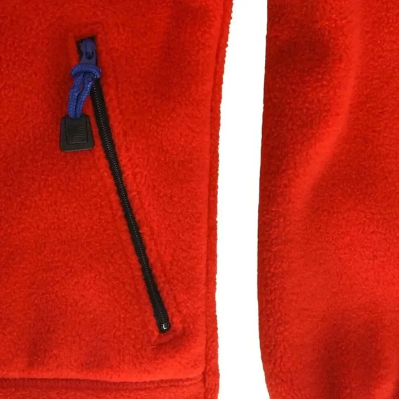 Vintage Polo Ralph Lauren Fleece Sweater Jacket Size Medium Red Navy 1/4 Zip - Picture 8 of 10